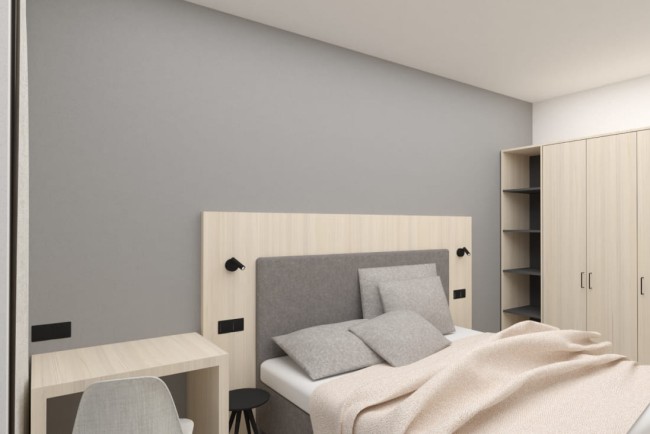 Schlafzimmer mit genügend Stauraum © GMP Architektur ZT GmbH